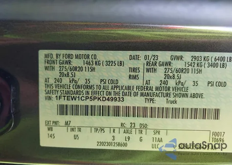 2023 Ford F-150 Xlt from USA, damaged, VIN 1FTEW1CP5PKD49933